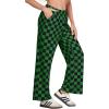 imageIWOLLENCE Womens Casual Loose Checkered Wide Leg Pants High Waist Straight Lounge Y2K Gingham Trousers SummerCdblack Green