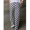 imageIWOLLENCE Womens Casual Loose Checkered Wide Leg Pants High Waist Straight Lounge Y2K Gingham Trousers SummerCdblack White