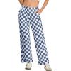imageIWOLLENCE Womens Casual Loose Checkered Wide Leg Pants High Waist Straight Lounge Y2K Gingham Trousers SummerCdnavy White