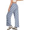 imageIWOLLENCE Womens Casual Loose Checkered Wide Leg Pants High Waist Straight Lounge Y2K Gingham Trousers SummerCdnavy White