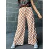 imageIWOLLENCE Womens Casual Loose Checkered Wide Leg Pants High Waist Straight Lounge Y2K Gingham Trousers SummerCdorange Wihte