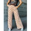 imageIWOLLENCE Womens Casual Loose Checkered Wide Leg Pants High Waist Straight Lounge Y2K Gingham Trousers SummerCdorange Wihte
