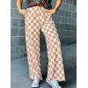 imageIWOLLENCE Womens Casual Loose Checkered Wide Leg Pants High Waist Straight Lounge Y2K Gingham Trousers SummerCdorange Wihte