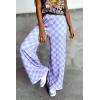 imageIWOLLENCE Womens Casual Loose Checkered Wide Leg Pants High Waist Straight Lounge Y2K Gingham Trousers SummerCdpink Blue
