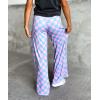 imageIWOLLENCE Womens Casual Loose Checkered Wide Leg Pants High Waist Straight Lounge Y2K Gingham Trousers SummerCdpink Blue