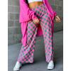 imageIWOLLENCE Womens Casual Loose Checkered Wide Leg Pants High Waist Straight Lounge Y2K Gingham Trousers SummerCdpink Green