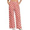 imageIWOLLENCE Womens Casual Loose Checkered Wide Leg Pants High Waist Straight Lounge Y2K Gingham Trousers SummerCdred White