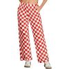 imageIWOLLENCE Womens Casual Loose Checkered Wide Leg Pants High Waist Straight Lounge Y2K Gingham Trousers SummerCdred White