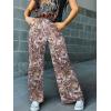 imageIWOLLENCE Womens Casual Loose Checkered Wide Leg Pants High Waist Straight Lounge Y2K Gingham Trousers SummerMctan Branch Maple