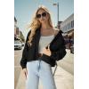 imageIWOLLENCE Womens Cropped Shacket Jacket Fashion Button Down Corduroy Shacket Jackets Casual Crop Shirts Fall Coat TopsH01 Black