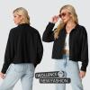 imageIWOLLENCE Womens Cropped Shacket Jacket Fashion Button Down Corduroy Shacket Jackets Casual Crop Shirts Fall Coat TopsH01 Black