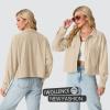 imageIWOLLENCE Womens Cropped Shacket Jacket Fashion Button Down Corduroy Shacket Jackets Casual Crop Shirts Fall Coat TopsH02 Apricot
