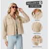 imageIWOLLENCE Womens Cropped Shacket Jacket Fashion Button Down Corduroy Shacket Jackets Casual Crop Shirts Fall Coat TopsH02 Apricot