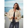 imageIWOLLENCE Womens Cropped Shacket Jacket Fashion Button Down Corduroy Shacket Jackets Casual Crop Shirts Fall Coat TopsH02 Apricot