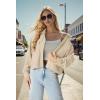 imageIWOLLENCE Womens Cropped Shacket Jacket Fashion Button Down Corduroy Shacket Jackets Casual Crop Shirts Fall Coat TopsH02 Apricot