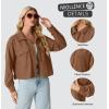 imageIWOLLENCE Womens Cropped Shacket Jacket Fashion Button Down Corduroy Shacket Jackets Casual Crop Shirts Fall Coat TopsH03 Brown
