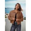 imageIWOLLENCE Womens Cropped Shacket Jacket Fashion Button Down Corduroy Shacket Jackets Casual Crop Shirts Fall Coat TopsH03 Brown