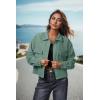 imageIWOLLENCE Womens Cropped Shacket Jacket Fashion Button Down Corduroy Shacket Jackets Casual Crop Shirts Fall Coat TopsH04 Green