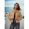 imageIWOLLENCE Womens Cropped Shacket Jacket Fashion Button Down Corduroy Shacket Jackets Casual Crop Shirts Fall Coat TopsH05 Khaki