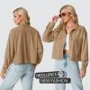 imageIWOLLENCE Womens Cropped Shacket Jacket Fashion Button Down Corduroy Shacket Jackets Casual Crop Shirts Fall Coat TopsH05 Khaki