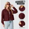 imageIWOLLENCE Womens Cropped Shacket Jacket Fashion Button Down Corduroy Shacket Jackets Casual Crop Shirts Fall Coat TopsH06 Wine Red