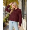 imageIWOLLENCE Womens Cropped Shacket Jacket Fashion Button Down Corduroy Shacket Jackets Casual Crop Shirts Fall Coat TopsH06 Wine Red