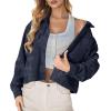 imageIWOLLENCE Womens Cropped Shacket Jacket Fashion Button Down Corduroy Shacket Jackets Casual Crop Shirts Fall Coat TopsI01 Dark Blue Plum