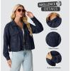 imageIWOLLENCE Womens Cropped Shacket Jacket Fashion Button Down Corduroy Shacket Jackets Casual Crop Shirts Fall Coat TopsI01 Dark Blue Plum