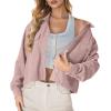 imageIWOLLENCE Womens Cropped Shacket Jacket Fashion Button Down Corduroy Shacket Jackets Casual Crop Shirts Fall Coat TopsI02 Light Pink Cat