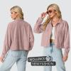 imageIWOLLENCE Womens Cropped Shacket Jacket Fashion Button Down Corduroy Shacket Jackets Casual Crop Shirts Fall Coat TopsI02 Light Pink Cat