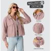 imageIWOLLENCE Womens Cropped Shacket Jacket Fashion Button Down Corduroy Shacket Jackets Casual Crop Shirts Fall Coat TopsI02 Light Pink Cat