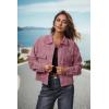 imageIWOLLENCE Womens Cropped Shacket Jacket Fashion Button Down Corduroy Shacket Jackets Casual Crop Shirts Fall Coat TopsI03 Deep Pink Rose
