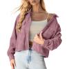imageIWOLLENCE Womens Cropped Shacket Jacket Fashion Button Down Corduroy Shacket Jackets Casual Crop Shirts Fall Coat TopsI03 Deep Pink Rose