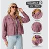 imageIWOLLENCE Womens Cropped Shacket Jacket Fashion Button Down Corduroy Shacket Jackets Casual Crop Shirts Fall Coat TopsI03 Deep Pink Rose