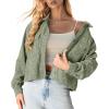 imageIWOLLENCE Womens Cropped Shacket Jacket Fashion Button Down Corduroy Shacket Jackets Casual Crop Shirts Fall Coat TopsI04 Army Green Cloud