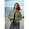 imageIWOLLENCE Womens Cropped Shacket Jacket Fashion Button Down Corduroy Shacket Jackets Casual Crop Shirts Fall Coat TopsI04 Army Green Cloud