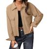 imageIWOLLENCE Womens Cropped Shacket Jacket Fashion Button Down Corduroy Shacket Jackets Casual Crop Shirts Fall Coat TopsH05 Khaki