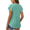 imageIWOLLENCE Ruffle Short Sleeve Top Waffle Knit Tunic Casual Blouse Round Neck Shirts Summer Tank Tops for Women