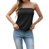 imageIWOLLENCE Womens Tube Tops Casual Summer Backless Strapless Top Sleeveless Bandeau Tanks ShirtC Black