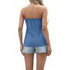 imageIWOLLENCE Womens Tube Tops Casual Summer Backless Strapless Top Sleeveless Bandeau Tanks ShirtC Dark Blue