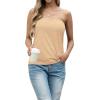 imageIWOLLENCE Womens Tube Tops Casual Summer Backless Strapless Top Sleeveless Bandeau Tanks ShirtC Khaki