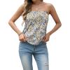 imageIWOLLENCE Womens Tube Tops Casual Summer Backless Strapless Top Sleeveless Bandeau Tanks ShirtFp Blue Yellow Floral
