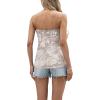 imageIWOLLENCE Womens Tube Tops Casual Summer Backless Strapless Top Sleeveless Bandeau Tanks ShirtFp Camo Bough