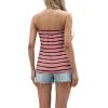 imageIWOLLENCE Womens Tube Tops Casual Summer Backless Strapless Top Sleeveless Bandeau Tanks ShirtStripe Black Pink