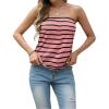 imageIWOLLENCE Womens Tube Tops Casual Summer Backless Strapless Top Sleeveless Bandeau Tanks ShirtStripe Black Pink