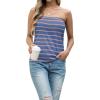 imageIWOLLENCE Womens Tube Tops Casual Summer Backless Strapless Top Sleeveless Bandeau Tanks ShirtStripe Pink Blue
