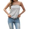 imageIWOLLENCE Womens Tube Tops Casual Summer Backless Strapless Top Sleeveless Bandeau Tanks ShirtStripe White