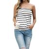 imageIWOLLENCE Womens Tube Tops Casual Summer Backless Strapless Top Sleeveless Bandeau Tanks ShirtStripe White