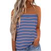 imageIWOLLENCE Womens Tube Tops Casual Summer Backless Strapless Top Sleeveless Bandeau Tanks ShirtStripe Pink Blue