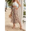 imageIWOLLENCE Women Flowy Loose Wide Leg Pant Summer Beach Casual Trousers high Waist Adjustable Knot Business Work Casual PantsApricot Floral
